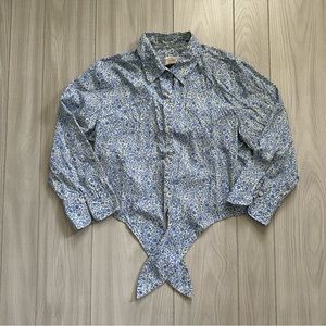 Talbots floral button down with tie